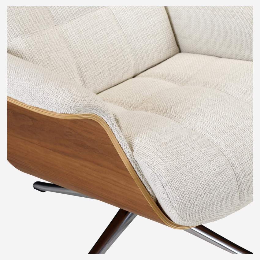 Sessel aus Nussbaum und Fasoli-Stoff - Weiß - Aluminiumfuß