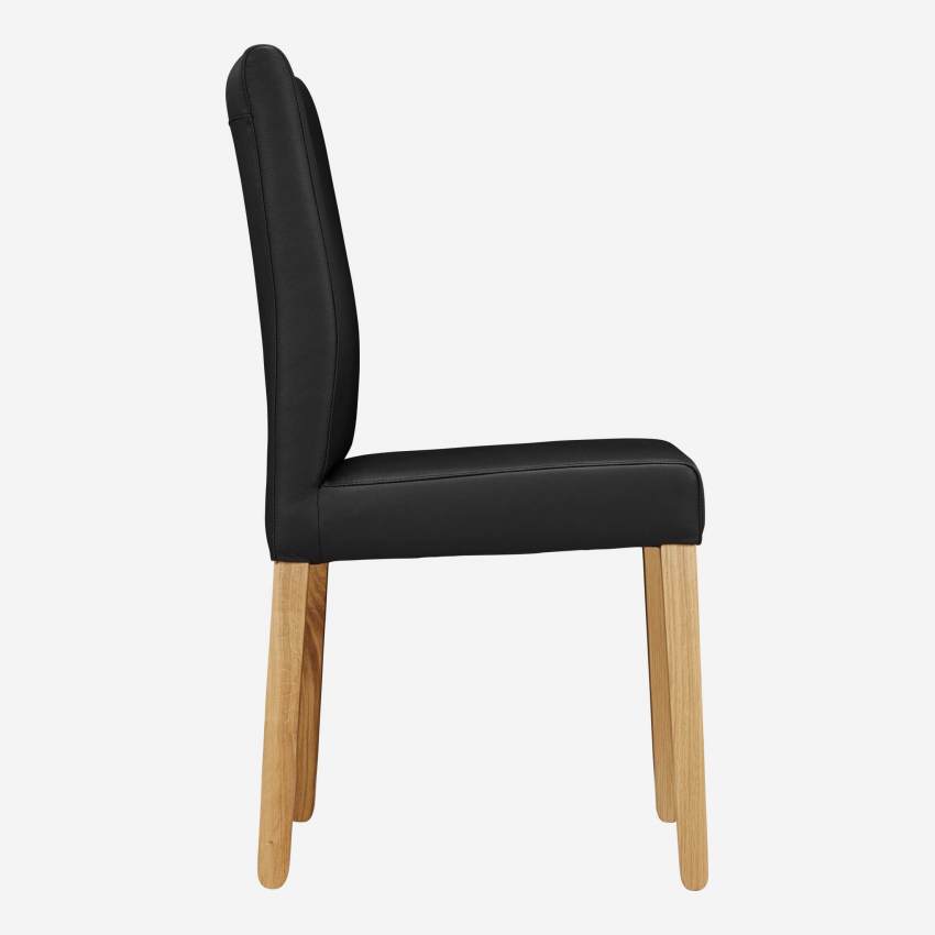 Stuhl aus Eiche und Leder, schwarz