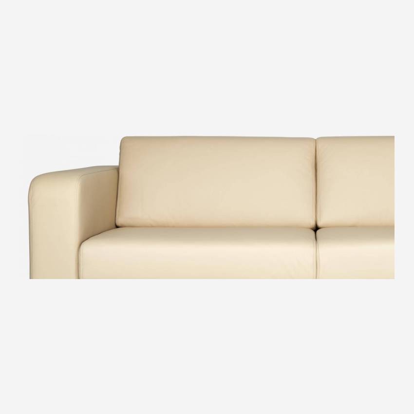 Canapé 3 places convertible en cuir avec sommier à lattes - Crème