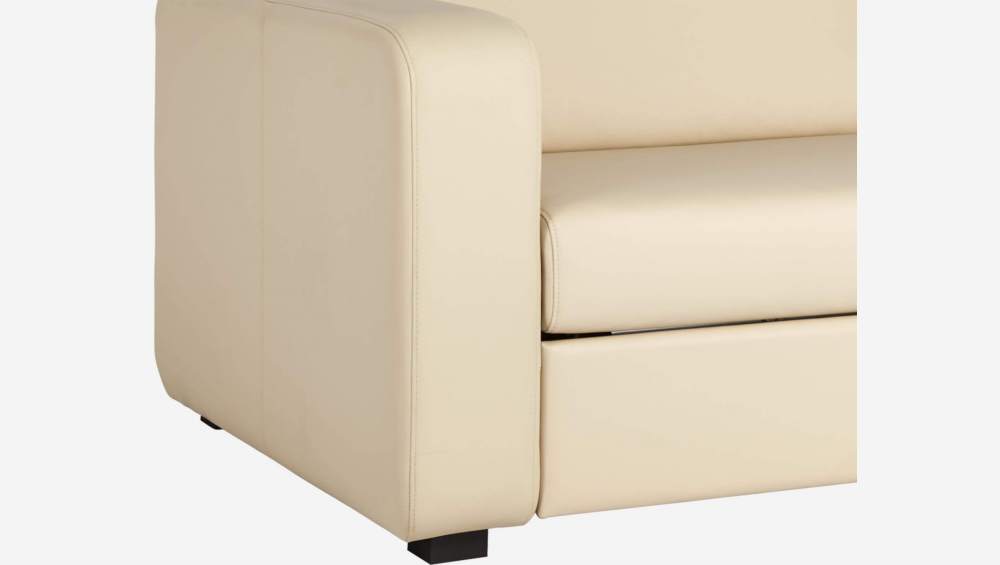 Canapé 3 places convertible en cuir avec sommier à lattes - Crème