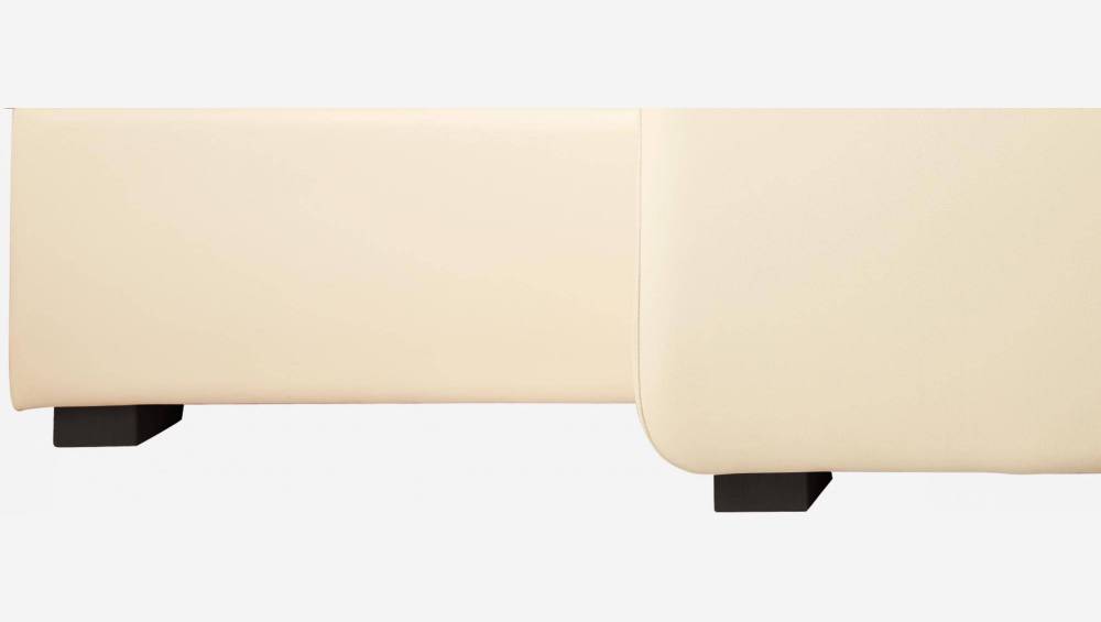 Canapé d'angle 3 places convertible en cuir avec sommier à lattes - Crème