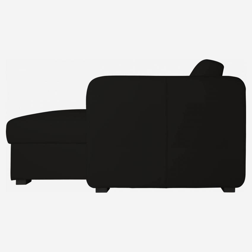 Canapé d'angle 3 places convertible en cuir avec sommier à lattes - Noir