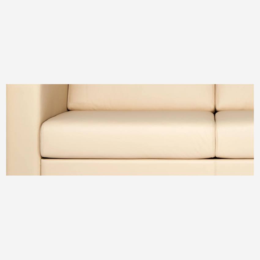 Sofá cama 2 plazas de piel + somier de láminas - Crema