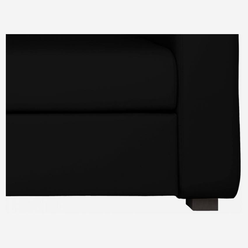 Canapé 2 places convertible en cuir avec sommier à lattes - Noir