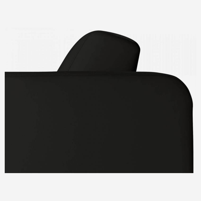 Canapé d'angle 2 places convertible en cuir avec sommier à lattes - Noir