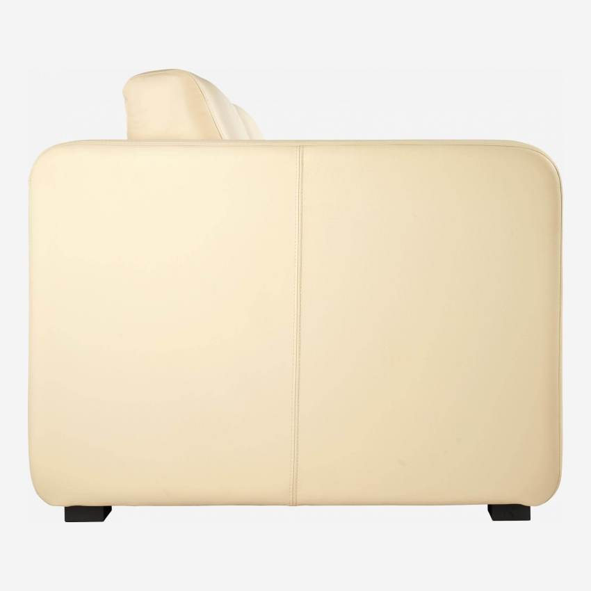 Canapé compact convertible en cuir avec sommier à lattes - Crème