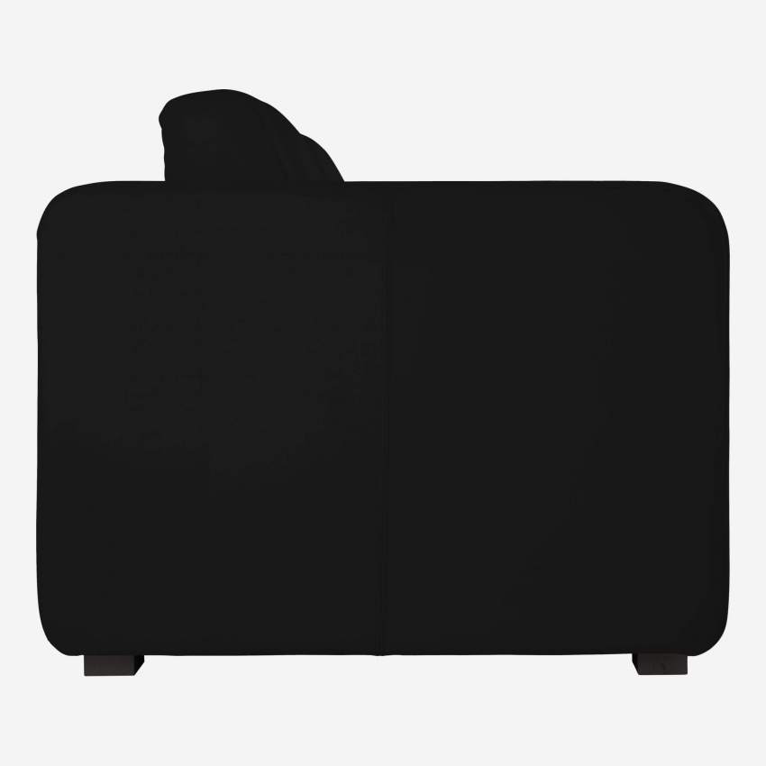Canapé compact convertible en cuir avec sommier à lattes - Noir