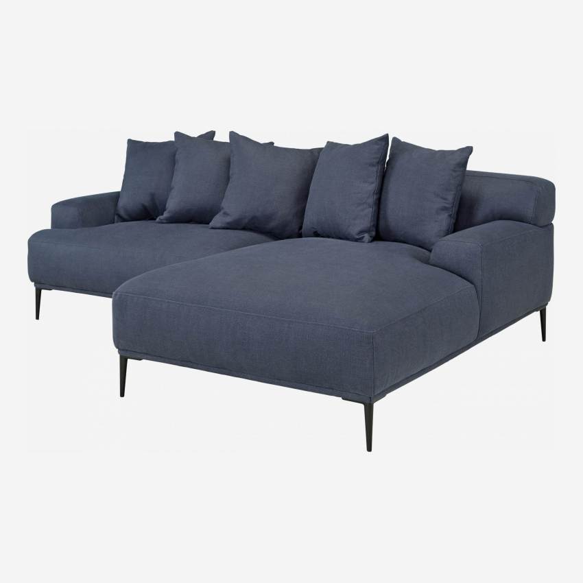 2-Sitzer-Sofa aus Leinen mit rechter Ecke - Blau