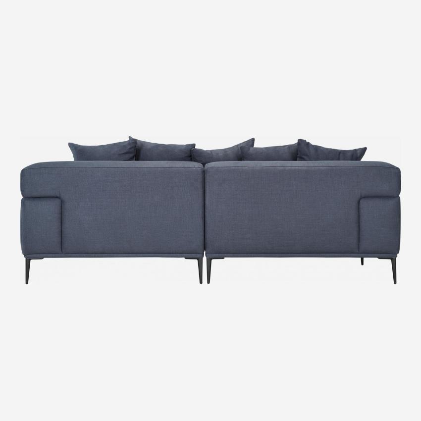 Canapé 2 places en lin avec angle droit - Bleu