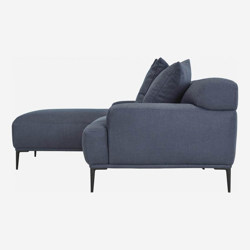 2-Sitzer-Sofa aus Leinen mit linker Ecke - Blau