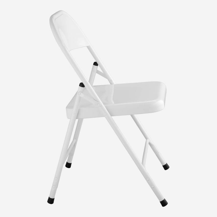 Chaise pliante blanche en acier laqué