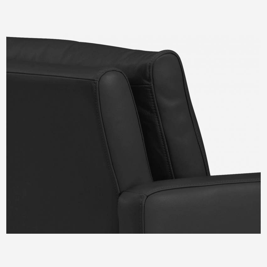 Sofá compacto de piel - Negro - Patas negras