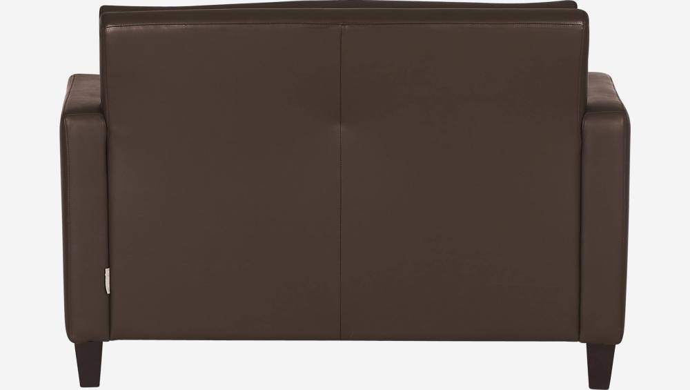 Canapé compact en cuir - Brun - Pieds noirs