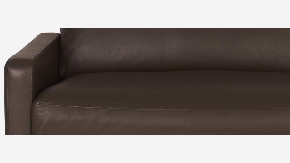 Sofá compacto de piel - Castaño - Patas negras