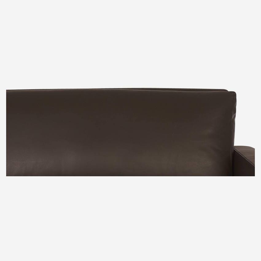 Sofá compacto de piel - Castaño - Patas negras