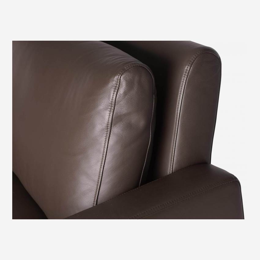 Canapé compact en cuir - Brun - Pieds noirs