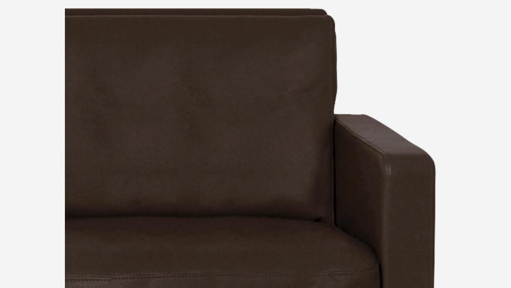 2-Sitzer-Sofa aus Leder - Dunkelbraun - Schwarze Füße