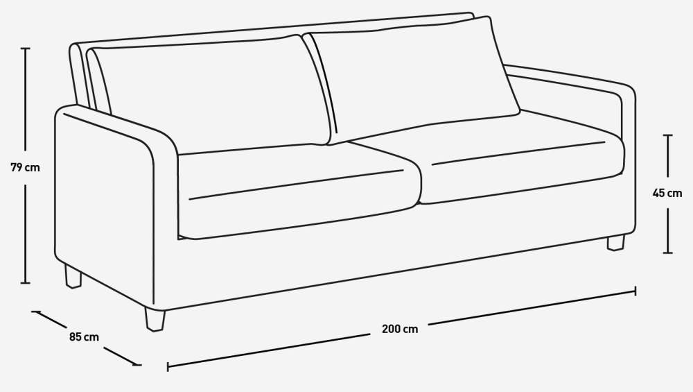 3-Sitzer-Sofa aus Leder - Dunkelbraun - Schwarze Füße