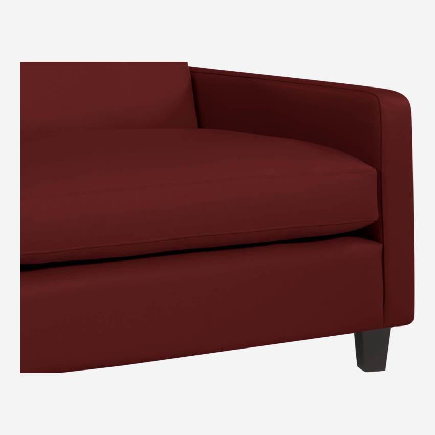 3-Sitzer-Sofa aus Leder - Rot - Schwarze Füße