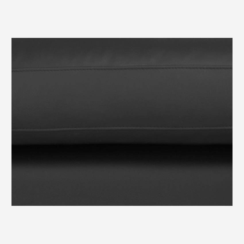 Canapé d'angle 2 places en cuir - Noir - Pieds noirs
