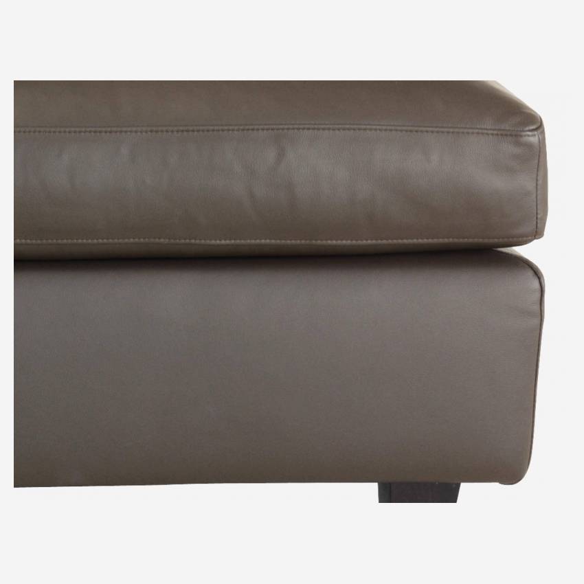 Canapé d'angle 2 places en cuir - Brun - Pieds noirs