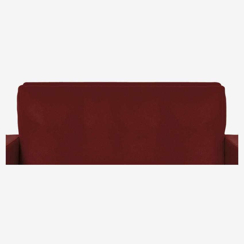 Sofá compacto de piel - Rojo - Patas roble