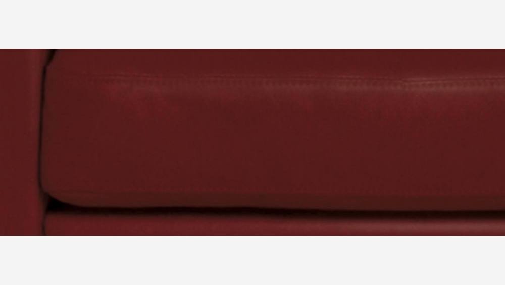 Canapé compact en cuir - Rouge - Pieds chêne