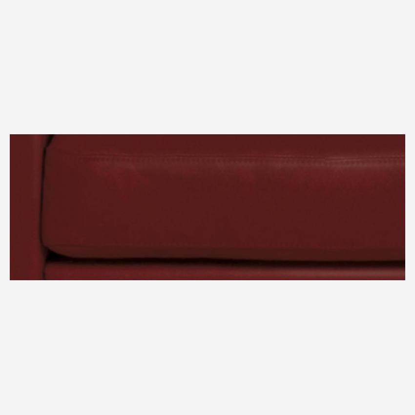 Canapé compact en cuir - Rouge - Pieds chêne