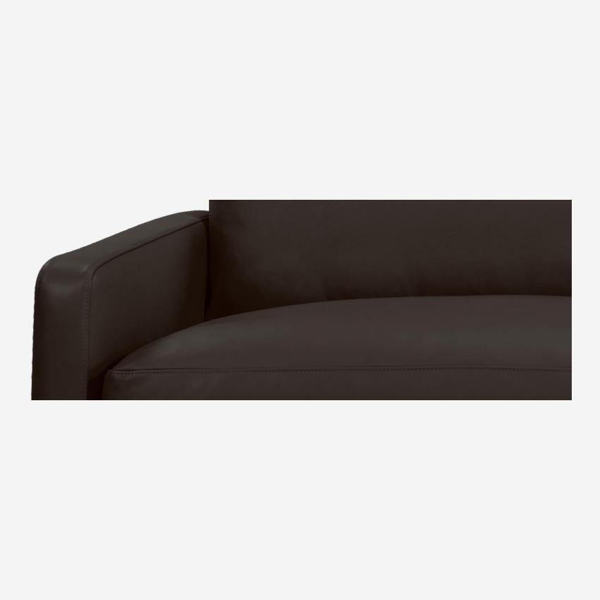 3-Sitzer-Sofa aus Leder - Dunkelbraun - Eichenfüße