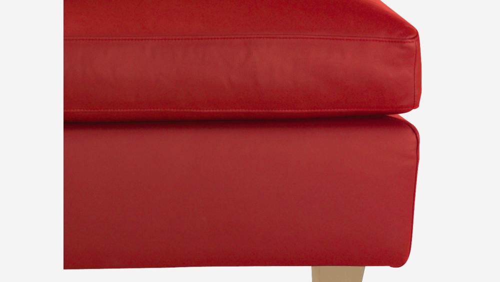 2-Sitzer-Ecksofa aus Leder - Rot - Eichenfüße
