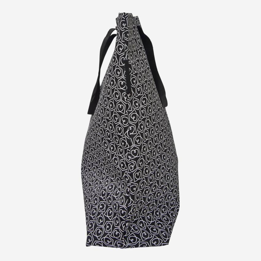 Shoppingtasche aus Stoff, schwarz mit Motiv