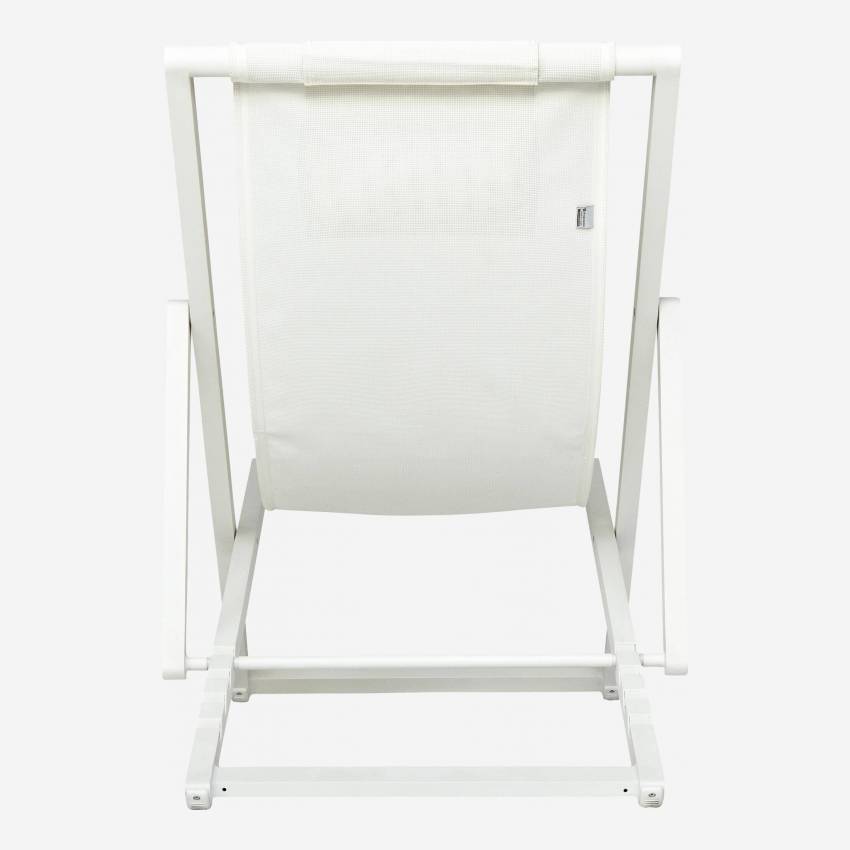 Chaise longue avec structure en aluminium laqué blanc et assise en toile blanche