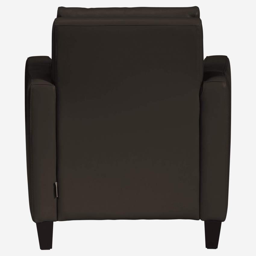 Sessel aus Leder - Dunkelbraun - Schwarze Füße