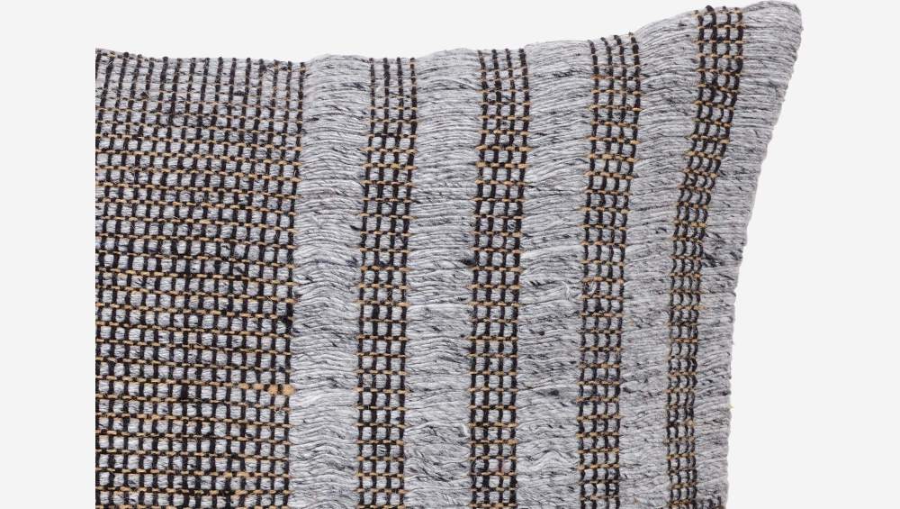 Coussin en coton et laine - 45 x 45 cm - Gris et naturel