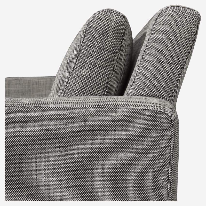 3-Sitzer-Sofa aus italienischem Stoff - Perlgrau - Schwarze Füße