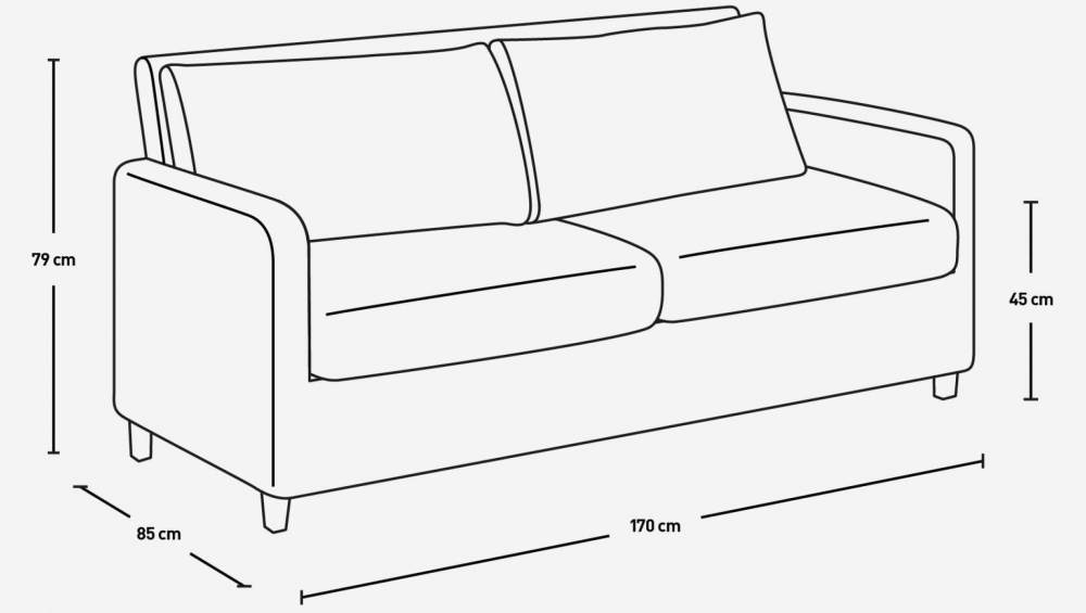 2-Sitzer-Sofa aus Samt - Dunkelbraun - Eichenfüße