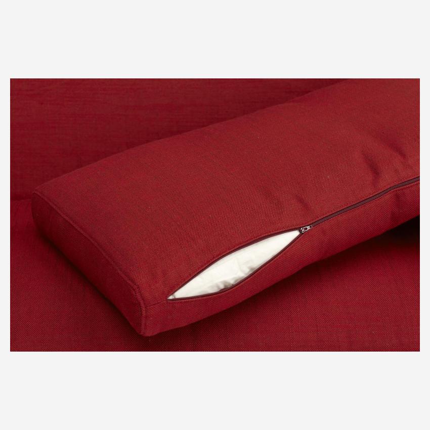 Canapé compact en tissu italien - Rouge - Pieds chêne