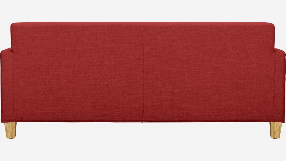 Canapé 3 places en tissu italien - Rouge - Pieds chêne