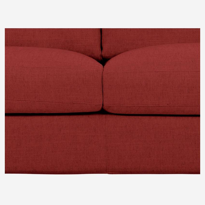 Sofá 3 plazas de tela italiana - Rojo - Patas roble
