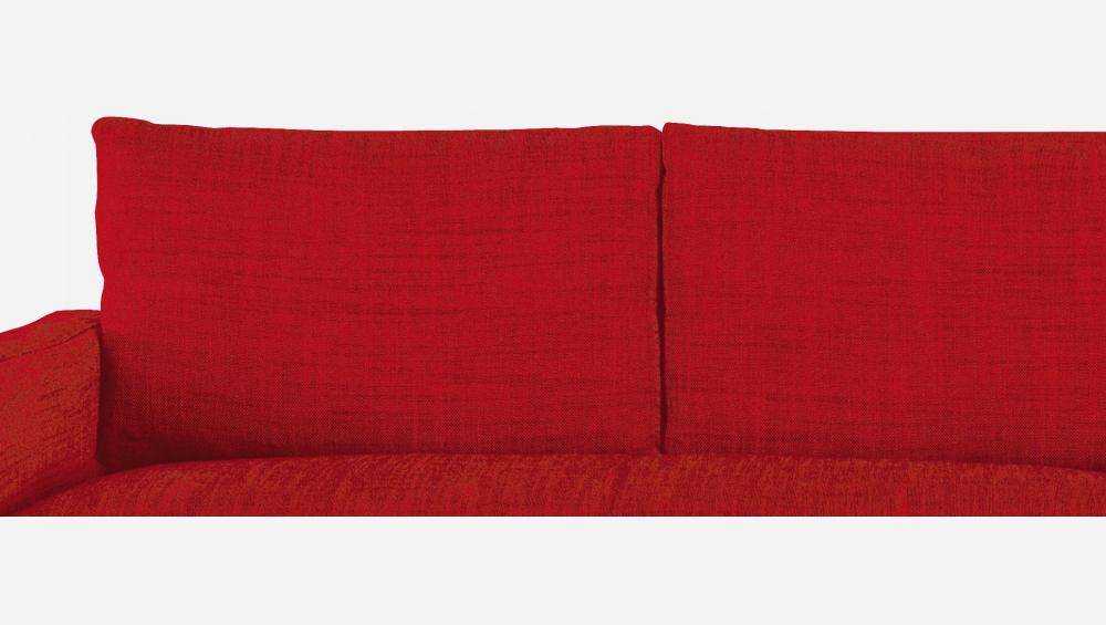 Sofá de ángulo 2 plazas de tela italiana - Rojo - Patas roble