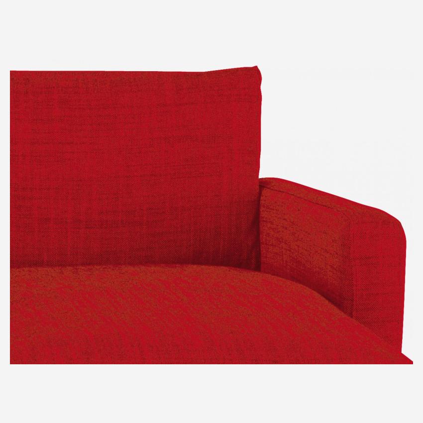 Sofá de ángulo 2 plazas de tela italiana - Rojo - Patas roble