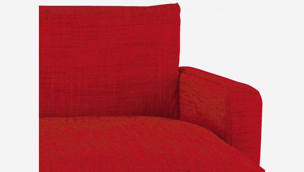 Canapé d'angle 2 places en tissu italien - Rouge - Pieds noirs