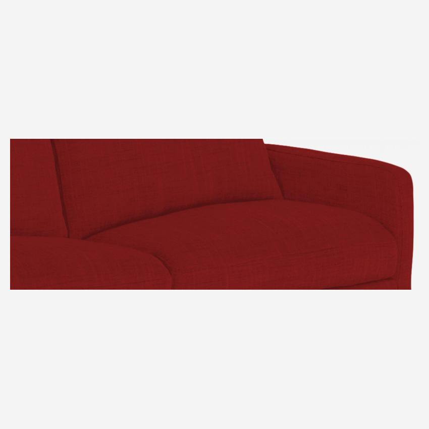 Sofá 2 plazas  de tela italiana - Rojo - Patas roble
