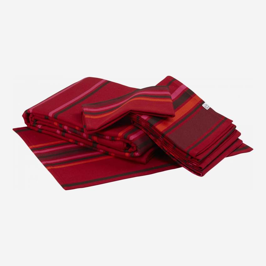 Set of 3 tea towels - 30 x 45 cm - Red stripes