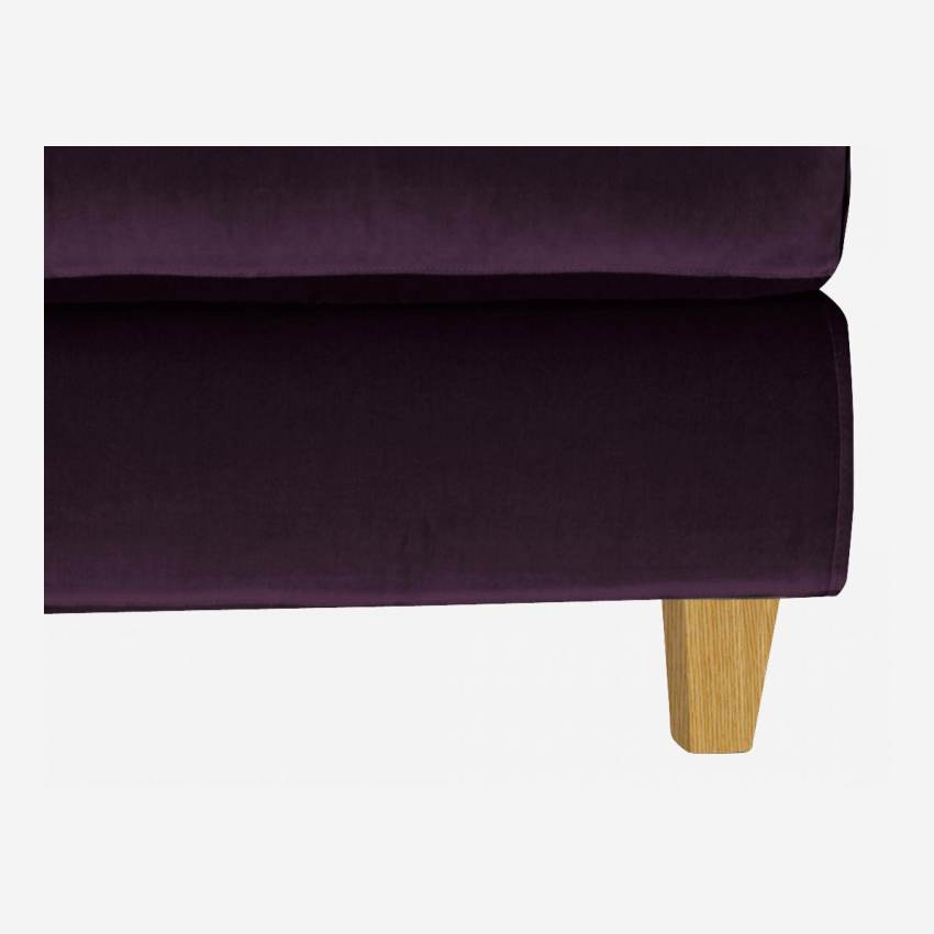 Sofá de ángulo 2 plazas de terciopelo - Violeta - Patas roble
