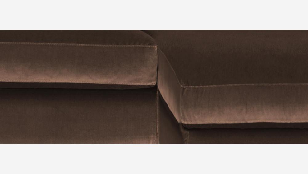 Sofá de ángulo 2 plazas de terciopelo - Topo - Patas negras