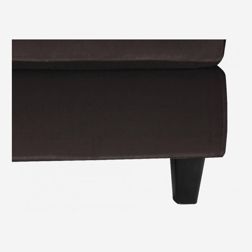 Canapé d'angle 2 places en velours - Brun - Pieds noirs