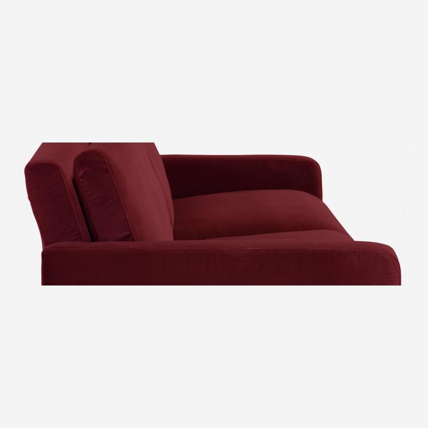 3-Sitzer-Sofa aus Samt - Weinrot - Eichenfüße