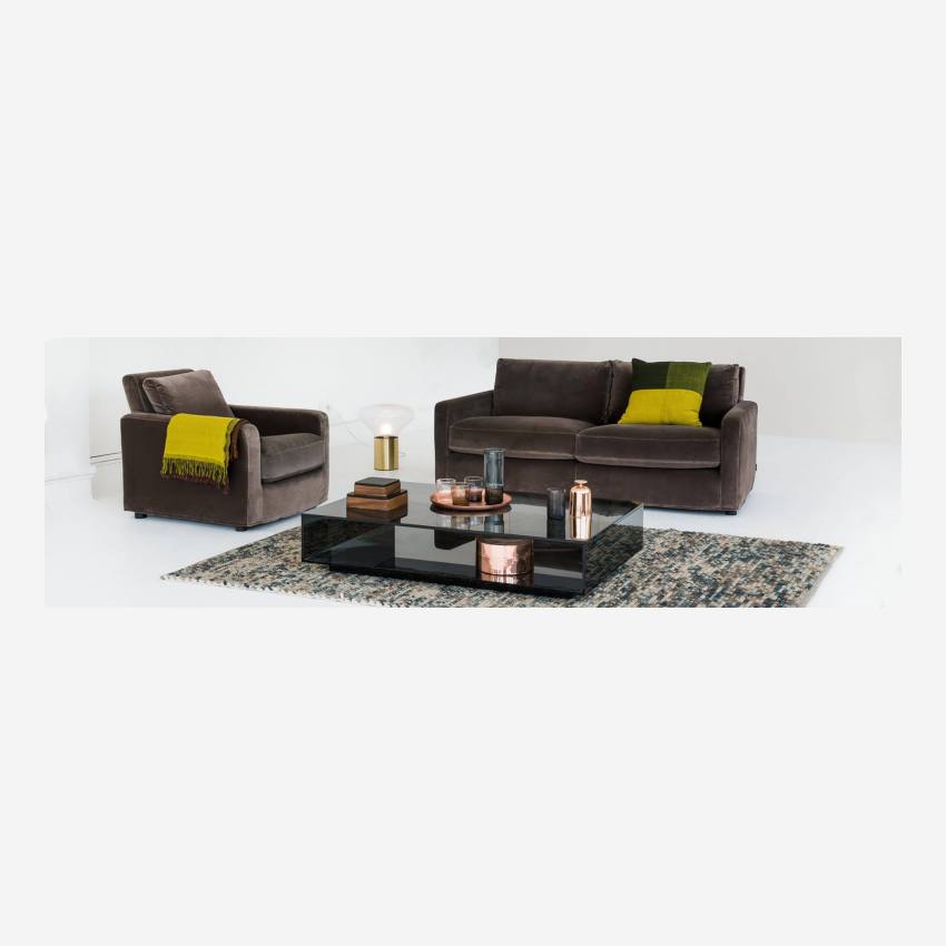 3-Sitzer-Sofa aus Samt - Weinrot - Schwarze Füße