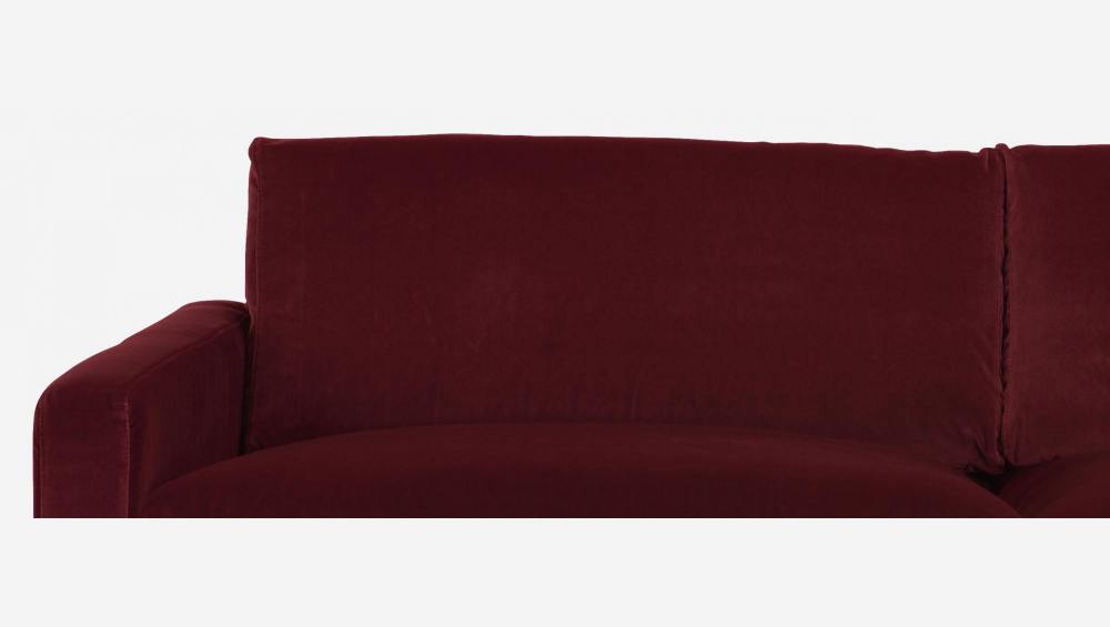 3-Sitzer-Sofa aus Samt - Weinrot - Schwarze Füße